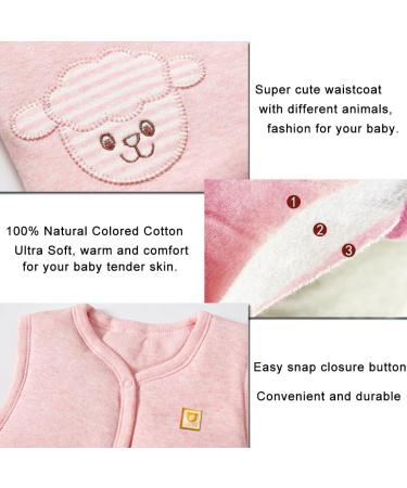XYIYI Baby Warm Cotton Vest 12-18 Months Pink - Unisex Infant Toddler Padded Waistcoat - Buy Online on GoSupps.com