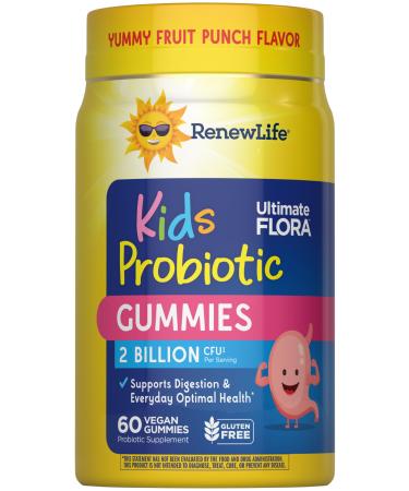 Renew Life Kids Probiotic Gummies Daily Supplement Supports Overall Health and Optimal Digestion Dairy and Soy Free 2 Billion CFU 60 Count Original