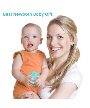 Baby Teething Toy for 0-6-12 Months - Egg & Ring Design Teether and Rattle Toy Gift for Newborns - Blue - Buy Online on GoSupps.com