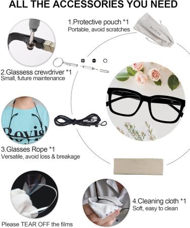 AEZUNI Large Square Reading Glasses for Women - Trendy 1.0 to 3.5 Magnification - Black 1.5x | International Shipping Available - Buy Online on GoSupps.com