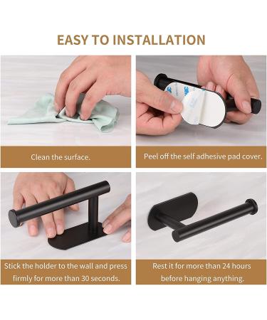 LAYUKI Self Adhesive Toilet Paper Holder - Durable Stainless Steel Matte Black | No Drilling Needed | Ideal for Bathroom/Washroom/Kitchen - 1 Piece - Buy Online on GoSupps.com