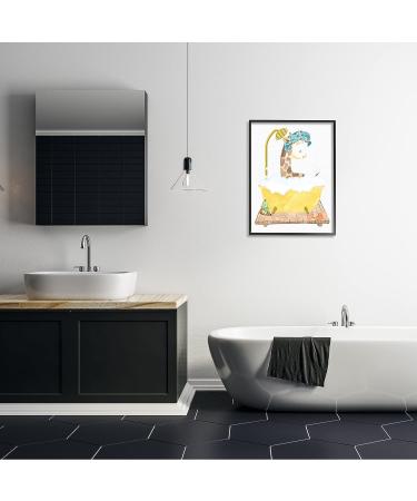 Stupell Industries Children's Giraffe Bubble Bath Wall Art - Yellow Bathroom Decor - Black Framed - Buy Online on GoSupps.com