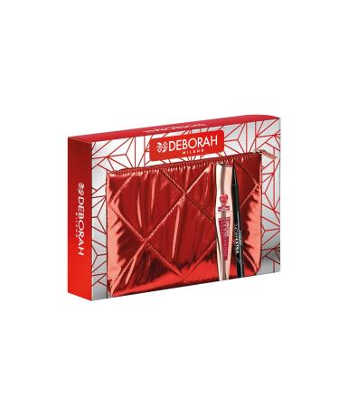 DEBORAH Deborah Milano - Gift Idea Pouch with Instant Maxi Volume Mascara with pomegranate oil and 24 Hour Extra Black Eyeliner Pen No. 08