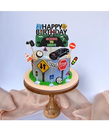 13PCS Driver License Birthday Cake Toppers New Driver Glitter Cake Decoration Driver License Transportation Car Road Signs Theme Party Supplies 16th 17th Learner Driver Birthday Cake Topper - Buy Online on GoSupps.com