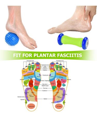 Foot Roller Massage Spiky Ball for Relief Plantar Fasciitis and Reflexology Massager for Deep Tissue Acupresssure Recovery for Relax Foot Back Leg Hand Tight Muscle 1 roller and 2 Spiky Balls 1.blue - Buy Online on GoSupps.com