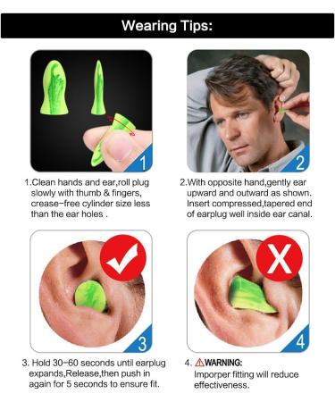 AMAZKER Bell-Shaped Ear Plugs 60 Pairs with Aluminum Carry Case - SNR-35dB Noise Reduction for Sleeping, Snoring, Study, Travel - Ultra Soft and Cordless - Bright Green - Buy Online on GoSupps.com
