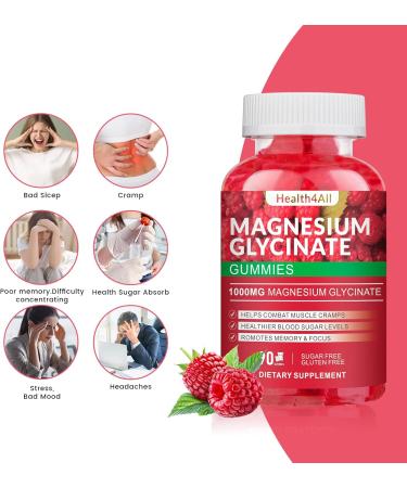 Magnesium Glycinate Gummies 1000mg High Absorption Sugar Free Magnesium Potassium Supplement for Relaxation Stress Relief and Sleep Support for Adults & Kids - 90 Raspberry Gummies Raspberry 90 Count (Pack of 1) - Buy Online on GoSupps.com