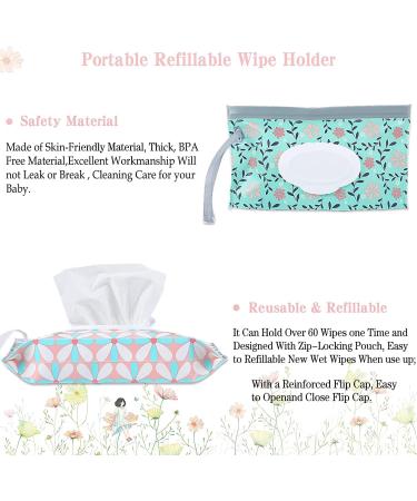 Sannix 4 Wet Wipes Bag for Babies - Reusable Pocket for On-the-Go - Baby Wet Towel Dispensation - Wearable Wet Wing Bag with Floral Design - Buy Online on GoSupps.com