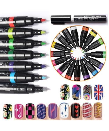16 Pcs Nail Art 3D Paint Pen Set for Halloween & Christmas | DIY Dotting & Drawing Marker Pens | Fine Tip One Step Nail Polish Pen - Buy Online on GoSupps.com