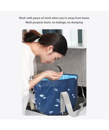 Portable Waterproof Collapsible Foot Bath Tub High Temperature Resistance Multi Purpose with Water Based Printing Sturdy Handle for Travel Picnic Camping (Navy Whale) - Buy Online on GoSupps.com