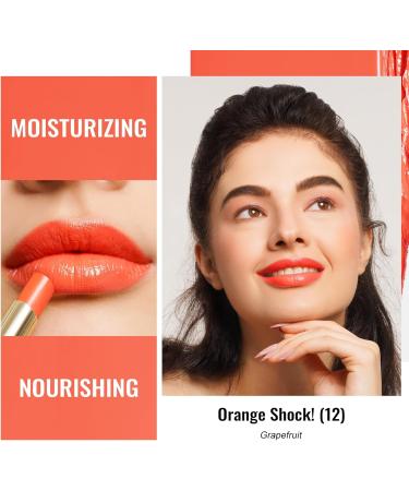 Oulac Orange Lipstick - Hydrating Lipstick & Tinted Lip Balm for Dry Lips | Juicy Glossy Finish Vegan Cruelty-Free - Orange Shock! - Buy Online on GoSupps.com