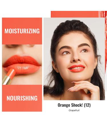 Oulac 2-in-1 Lipstick & Lip Balm - Juicy & Shiny Lip Care for Smooth Hydrated Vegan Orange Shock! - Buy Online on GoSupps.com
