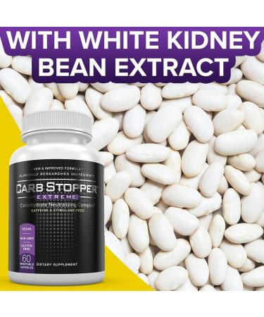 Carb Stopper Extreme - Natural Carbohydrate and Starch Neutralizer with White Kidney Bean Extract | 60 Caps - Keto Diet Cheat Supplement - Buy Online on GoSupps.com