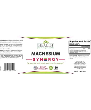 Magnesium Syn3rgy (Mag BisGlycinate Mag Malate Mag Taurate) - 180 Capsules - Buy Online on GoSupps.com