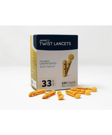 AIMSCO 33 Gauge Twist Lancet - 100 Count | Ultra-Fine Needle for Smooth Blood Sampling - Buy Online on GoSupps.com