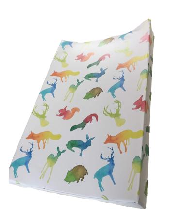 The Gilded Bird Wedge Baby Changing Mat w/Raised Sides Change Pad 69cm x 44cm Extra Thick Wipeable (Colourful Animals)