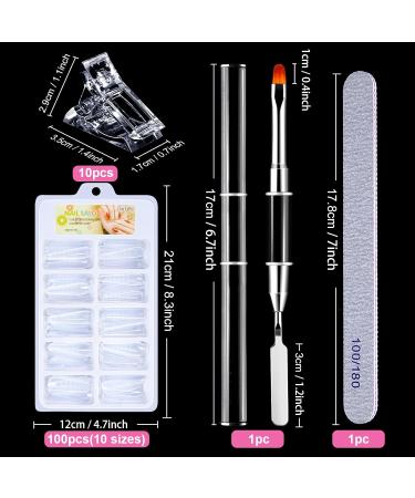 MELLIEX 100-Piece Dual Nail Forms Set - Complete Polygel Nail Shapes with Dual-Ended Brush Clips & Nail Files for Perfect UV Acrylic Nails - Buy Online on GoSupps.com