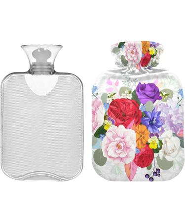 NAANLE 2L Hot Water Bottle with Lid - Floral Design for Back Pain Relief & Cold Therapy - Transparent Hand & Foot Warmer - Buy Online on GoSupps.com