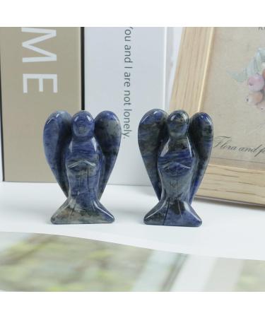 Lovionus89 Sodalith Guardian Angel Statue - Hand-Carved 5cm Healing Crystal Decoration | Unique Stone Figures for Home & Gifts - Buy Online on GoSupps.com