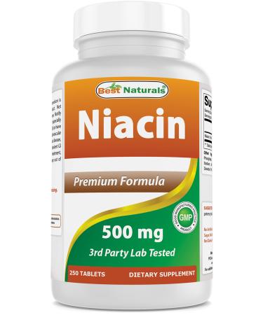 Best Naturals Niacin 500mg 250 Tablets with Flushing - Also Called Vitamin B3 - Buy Online on GoSupps.com