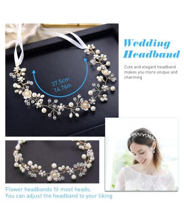Flower Bride Wedding Headdress | Elegant Hair Jewelry for Women & Girls - Gold Floral Headband - Buy Online on GoSupps.com