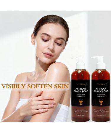 Tuteshow 2 PCS African Black Soap Deep Cleansing and Moisturizing Argan Oil Honey Black African Soap with Face Scrub Pad 10.12 fl.oz/300 ml - Buy Online on GoSupps.com