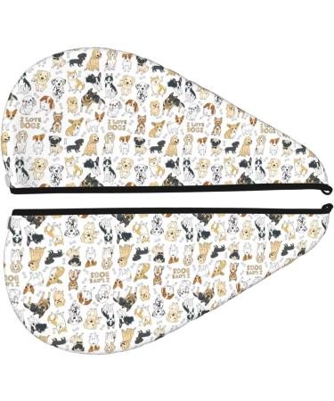 Fast-Drying Hair Towel Wrap with Button - I Love Dogs Design | Perfect Hair Turban & Head Towel for Quick Drying - Buy Online on GoSupps.com