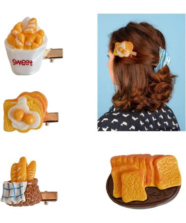 Novelty Simulation Bread Hair Clip Carnival Photo Hairpin Women Girls Mailer Look Braid Photography Hair Clips for Women Thin Hair Clips for Women Hair Styling Resin Simulation - Buy Online on GoSupps.com