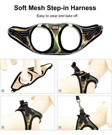 Buy Suredoo Camo Green Dog Harness & Leash | Reflective Anti-Train Harness for Small Dogs Puppies & Cats - International Shipping Available - Buy Online on GoSupps.com