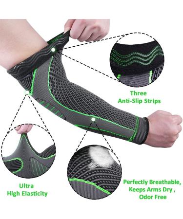 Buy Beister Compression Elbow Bandage for Men & Women - 2 Pieces Sports Support with Anti-Slip Strips - Green XXL - Buy Online on GoSupps.com