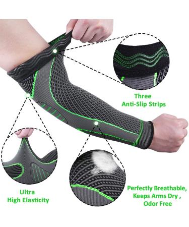 Beister Elbow Braces Compression Arm Sleeves 1 Pair | 20-30 mmHg Non-Slip Breathable Arm Support for Tendonitis, Tennis Elbow, Arthritis, Weightlifting | Men & Women | Green - Buy Online on GoSupps.com