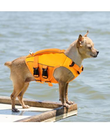 Convinit Dog Life Jacket - Waterproof Adjustable Life Jackets for Small Medium & Large Dogs - Perfect for Boating Swimming & Surfing with Reflective Strips & Handle - Orange - Buy Online on GoSupps.com