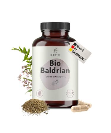 BIONUTRA Valerian Organic | 180 capsules of 750 mg | 4 months of consumption | Organic farming | Vegan | No additives | Sleep and calm indoors | Made in Germany