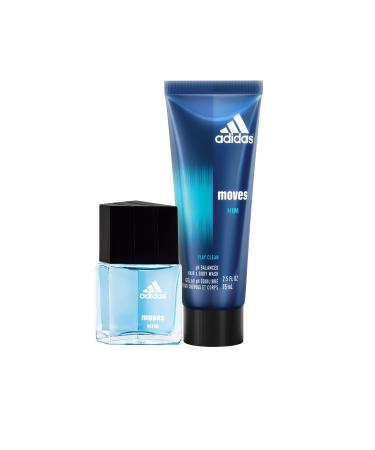 adidas Moves for Him Eau De Toilette and Hair and Body Wash 1 Count (Pack of 1) Eau De Toilette + Hair & Body Wash
