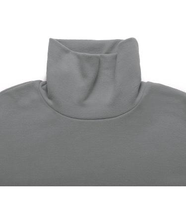 Jonivey Men's Fleece Turtleneck Long Sleeve Shirt - Soft Knitted Thermal Pullover - Pure Grey (Medium) - Buy Online on GoSupps.com