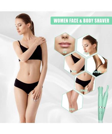 2 in 1 Electric Eyebrow Trimmer & Facial Hair Remover for Women | Painless Face Shaver | Rechargeable Epilator for Lips, Chin, Peach Fuzz | Green Case - Buy Online on GoSupps.com