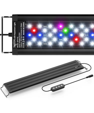 SEAOURA Led Aquarium Light for Plants-Full Spectrum Fish Tank Light with Timer Auto On/Off, 18-24 Inch, Adjustable Brightness, White Blue Red Green Pink LEDs with Extendable Brackets for Freshwater 14W for 18-24 inch tank