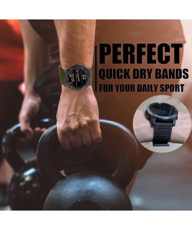Olytop Fenix 7X / Fenix 6X / Fenix 5X Watch Bands  26mm Hook & Loop Quick Dry Nylon Ultralight Sport Wristband Strap for Garmin Fenix 6X Pro/Sapphire Fenix 5X Plus Enduro Smartwatch Black+Green+Grey - Buy Online on GoSupps.com