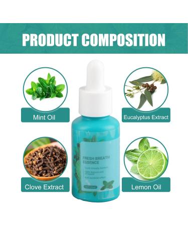 30ml Bad Breath Eliminating Serum - Mint, Clove, Eucalyptus & Lemon Oral Care Treatment - Buy Online on GoSupps.com