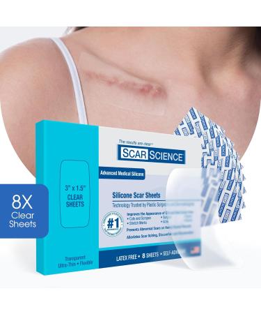Medical Grade Silicone Scar Sheets - 3 Water-Resistant Strips & 8 Breathable Gel Sheets for Surgical Scars - International Shipping Available - Buy Online on GoSupps.com