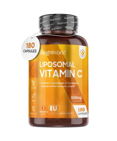 Liposomal Vitamin C Capsules 1000mg - 180 Vegan Capsules (3 Month Supply) - High Strength Ascorbic Acid with Rosehip Extract - Lypospheric Vitamin C - Antioxidant Liposomal VIT C Supplement Non-GMO - Buy Online on GoSupps.com
