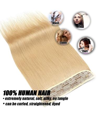 Elailite Real Hair Extensions with Wire | 22/55cm Thick Remy Human Hair | Double Invisible Thread #24 Natural Blonde - 120g - Buy Online on GoSupps.com