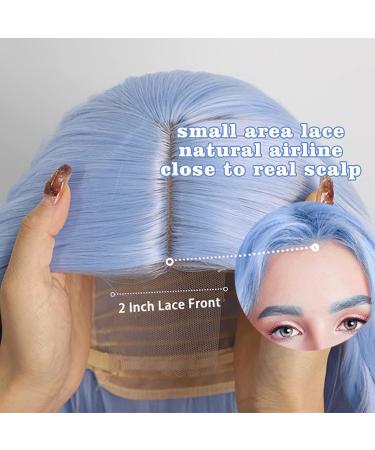 Glorious Light Blue Wavy Wig for Women - Middle Part Bob Style | Synthetic Short Blue Curly Wig for Cosplay and Parties - Buy Online on GoSupps.com