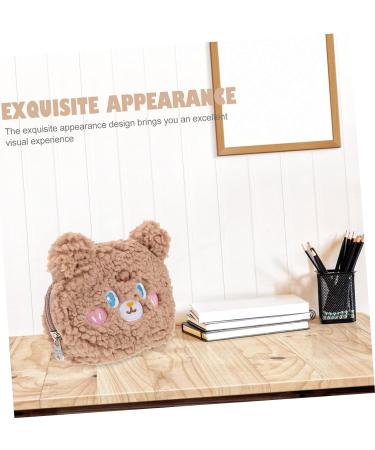 Plush Girl Wallet Mini Handbag Cosmetic Bag in Brown - Portable Money & Cosmetics Holder 15.5X12X5.5CM - Buy Online on GoSupps.com