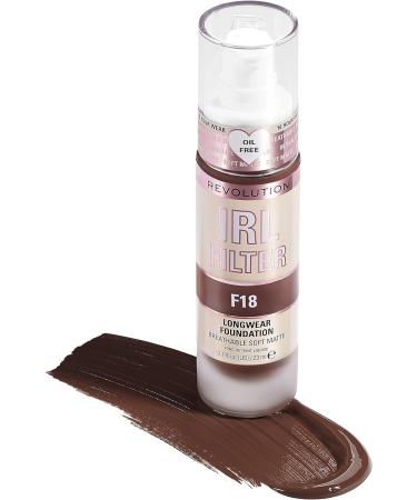 Makeup Revolution IRL Filter Longwear Foundation F18 Dark Skin Tones 23ml - Matte Finish, 16 Hour Wear - Buy Online on GoSupps.com