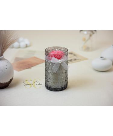 16 oz Candle with Decorative Peony(Red) (White Petal Cashmere)