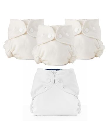 Esembly Cloth Nappy Bundle Set 3 Organic Absorbent Inners and 1 Waterproof Recycled Nappy Cover Reusable Washable Nappies with Poppers Size 1 (7-17lbs) Sea Salt Size 1 Bundle - Sea Salt