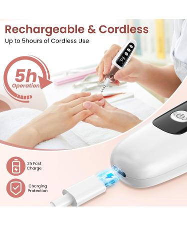 Nail Drill Cordless Pedicure Sets for Feet Electric Nail File Rechargeable Manicure Set for Women 10 Speed Nail Files Electric Nail Drill E File for Gel Nail Thick Toe Nails Gifts for Girl Mum - Buy Online on GoSupps.com