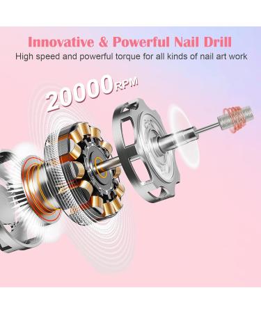 Kredioo Electric Nail Drill for Acrylic Gel Nails - 20000RPM Rechargeable Portable Manicure Set for Cuticle and Callus Removal - Cordless E File Nail Care Kit (Gold) - Buy Online on GoSupps.com