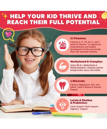 (2 Pack) Sugar Free Calcium Multivitamin Gummies for Kids - Nutritional Immune Bone Support Whole Multivitamin with Vitamins A C D B1 B2 B6 Folate Methyl B12 Calcium Magnesium 120 Ct - Buy Online on GoSupps.com